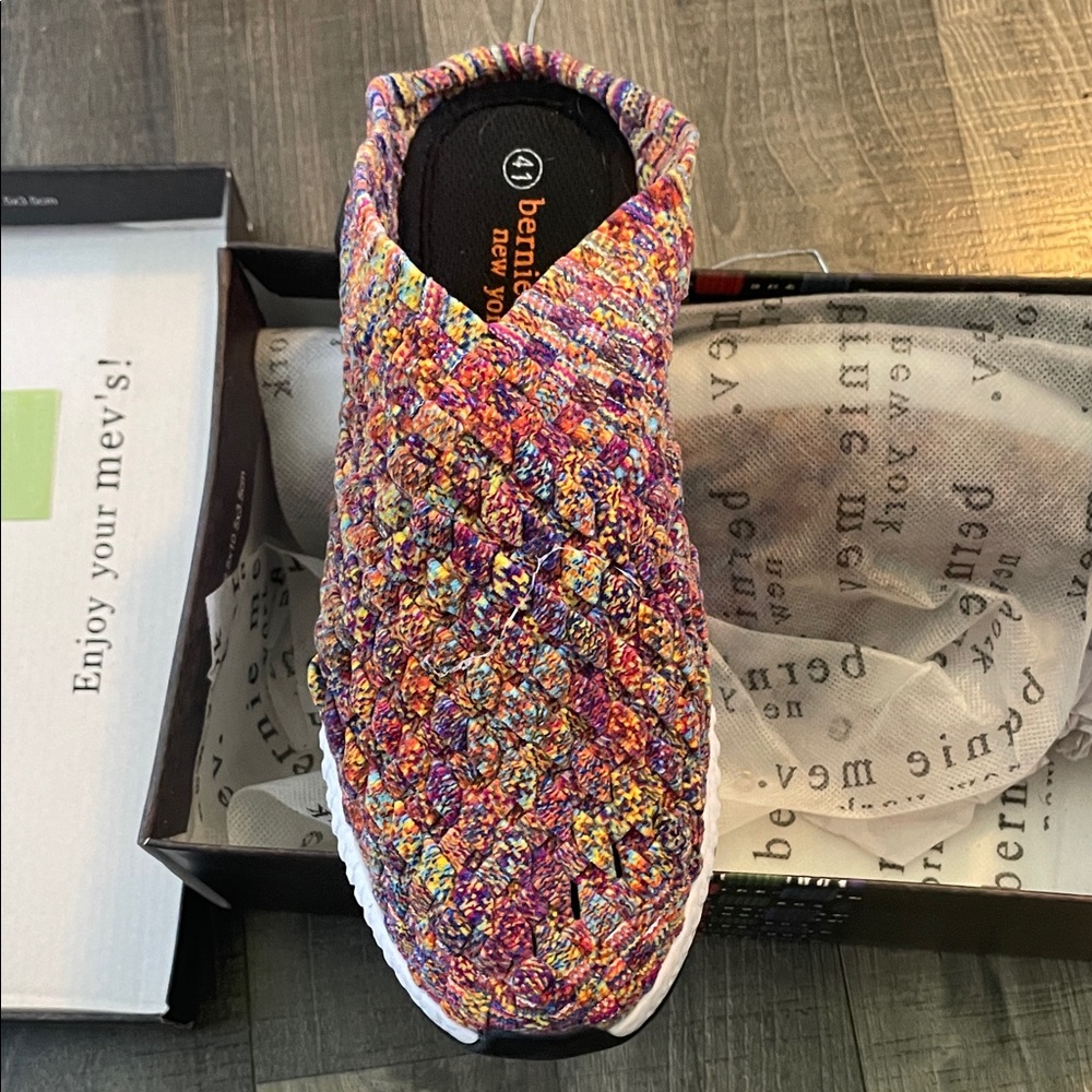 bernie mev. Multicolor Woven Slip-On in Orange Pink Purple Blue